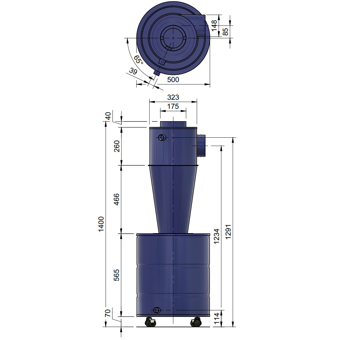 Dust Commander 88212 – 75L Cyclone Separator for High-Efficiency