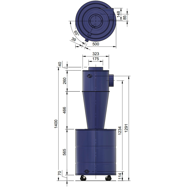 88212 - 75l capacity Cyclone Separator for dust collector