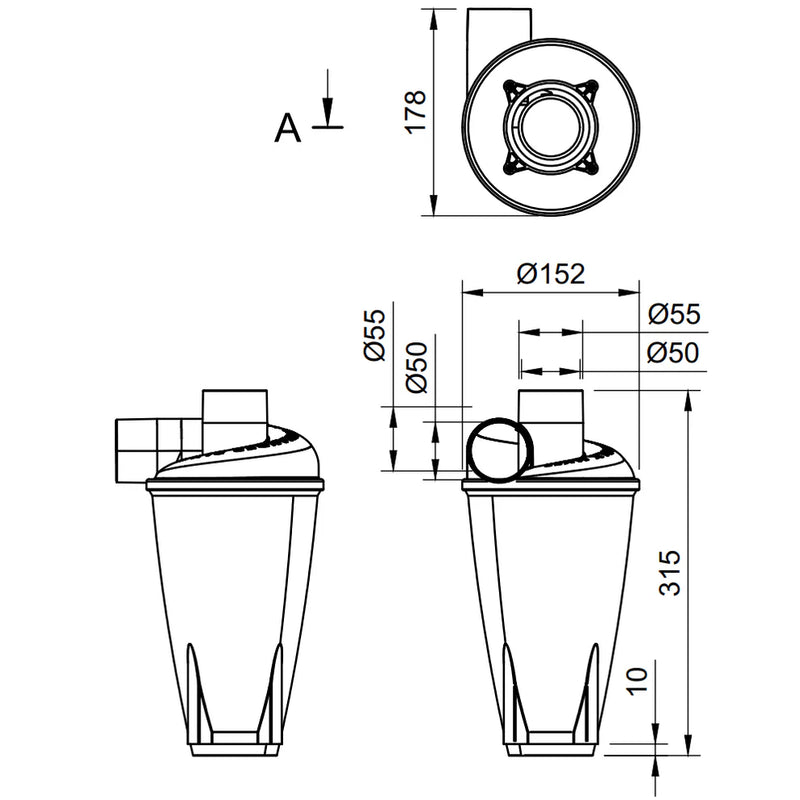 DLX ESD MKII - Antistatic professional cyclone filter/separator