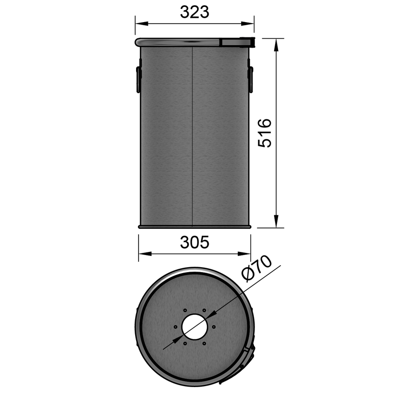 30LSST - 30 liter stainless steel drum