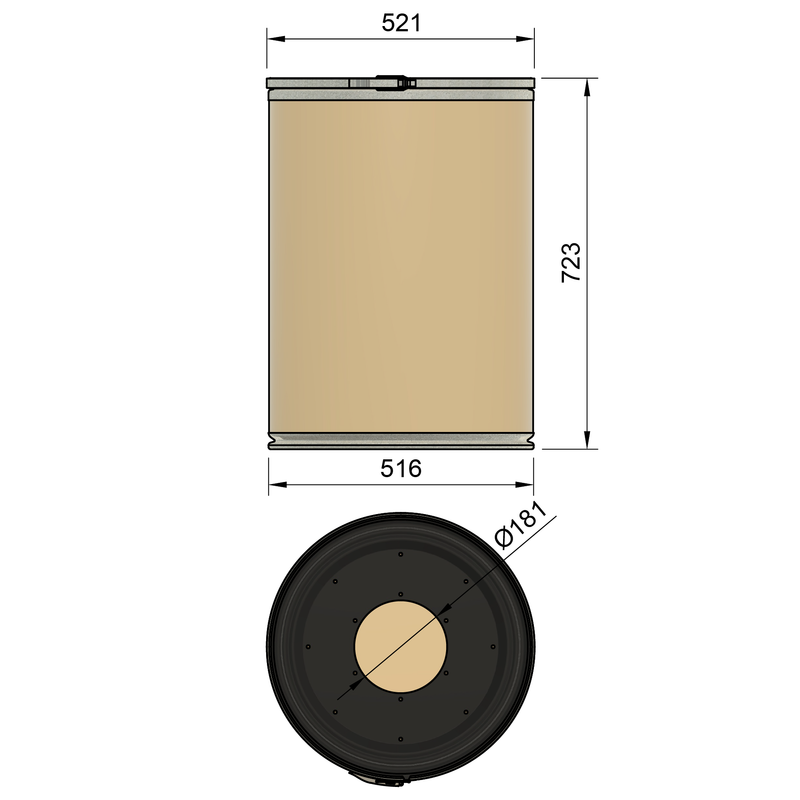 140LK - 140 liter kraft drum pour HVLP cyclone filters