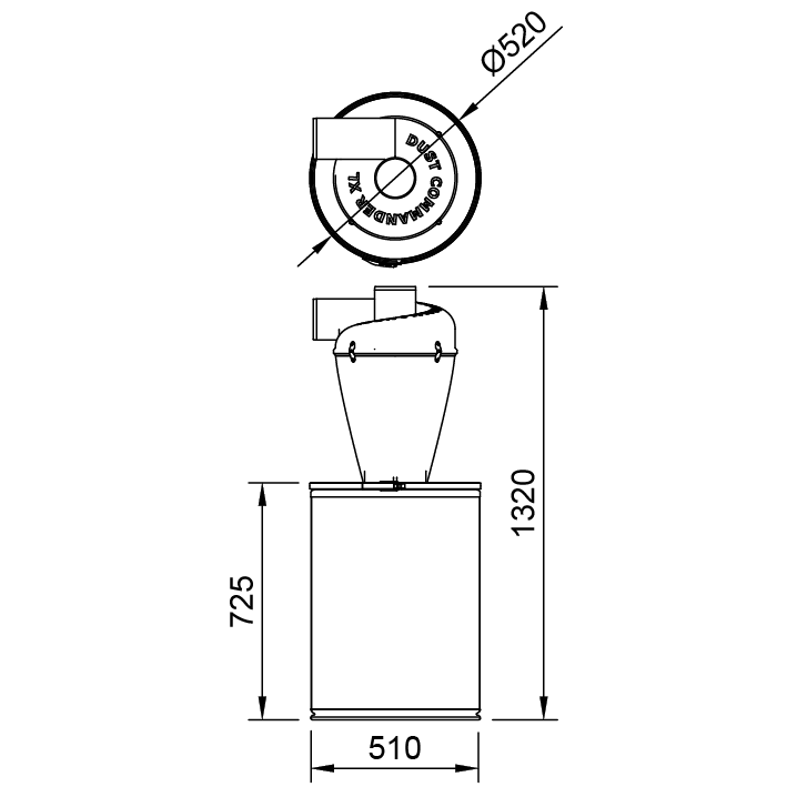 K140 - XL Cyclone Separator Kit 140 L Kraft barrel